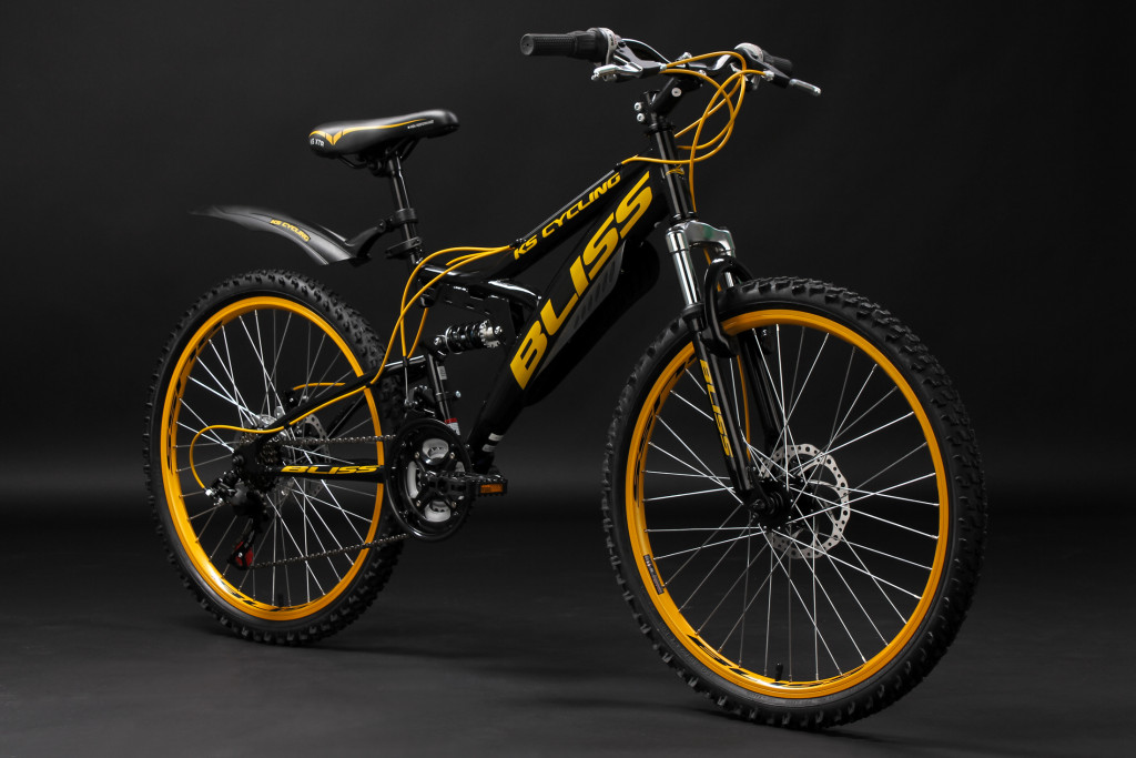 640KKSCYCLINGKIDSKINDERMOUNTAINBIKEFULLY24ZOLLBLISSSCHWARZGELBZ80 Vélo Enfant